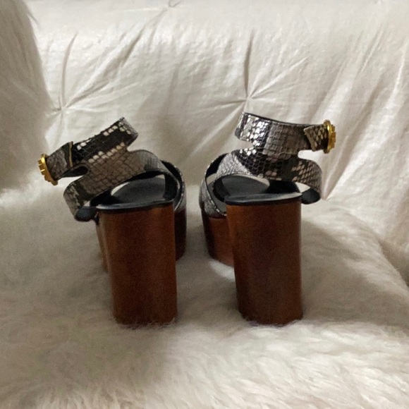 TORY BURCH LEATHER SNAKESKIN WOOD PLATFORM SZ 10 - Picture 10 of 16